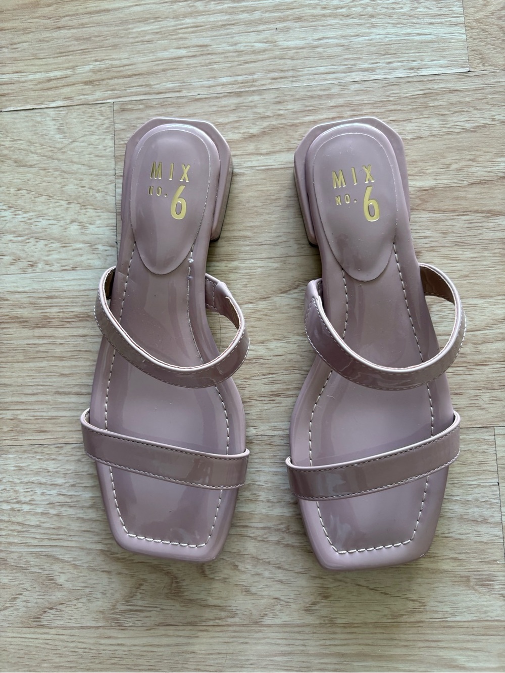 Mix No. 6 Patent Blush Double-Strap Slide Mules